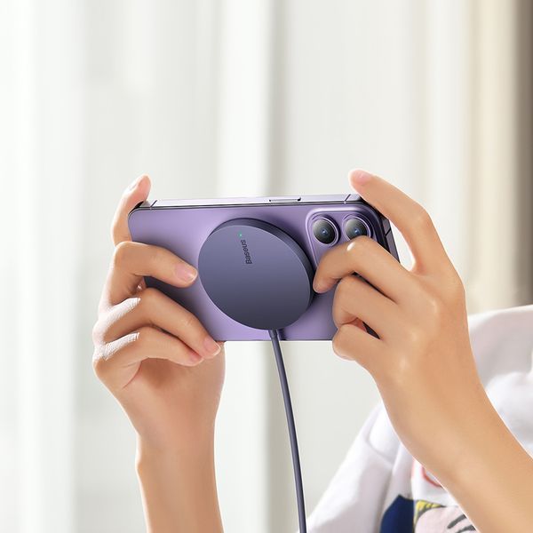 Бездротовий зарядний пристрій Baseus Simple Mini3 Magnetic Wireless Charger 15W Dusty Purple 363941522 фото