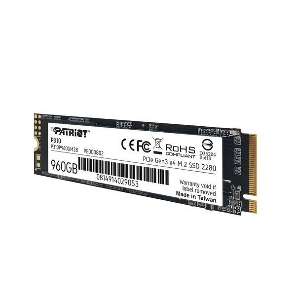 Накопичувач SSD M.2 Patriot P310 960GB NVMe 2280 PCIe 3.0x4 3D NAND TLC 873829517 фото