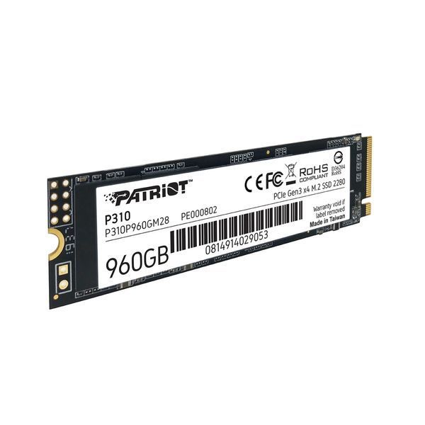 Накопичувач SSD M.2 Patriot P310 960GB NVMe 2280 PCIe 3.0x4 3D NAND TLC 873829517 фото
