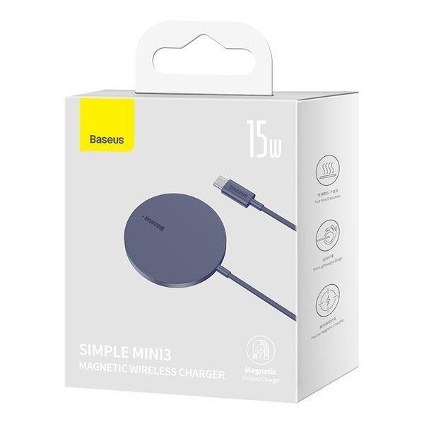 Бездротовий зарядний пристрій Baseus Simple Mini3 Magnetic Wireless Charger 15W Dusty Purple 363941522 фото