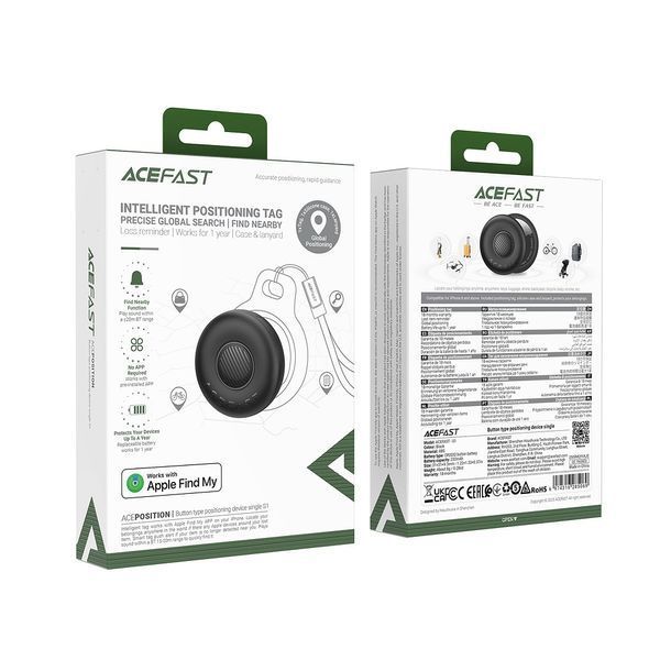 Трекер ACEFAST S1 button type positioning device single Black 638830359 фото