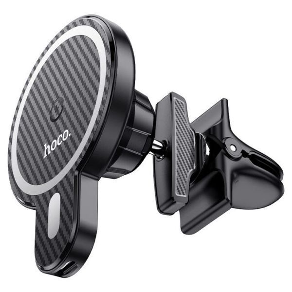 Автодержатель для телефона с БЗУ HOCO CA85 Ultra-fast magnetic wireless charging car holder Black 560986860 фото