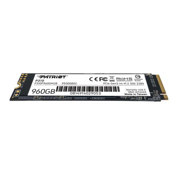Накопичувач SSD M.2 Patriot P310 960GB NVMe 2280 PCIe 3.0x4 3D NAND TLC 873829517 фото
