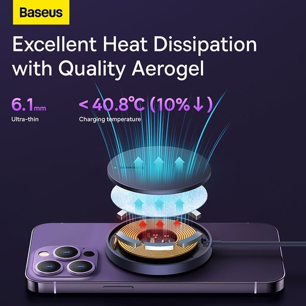 Бездротовий зарядний пристрій Baseus Simple Mini3 Magnetic Wireless Charger 15W Dusty Purple 363941522 фото