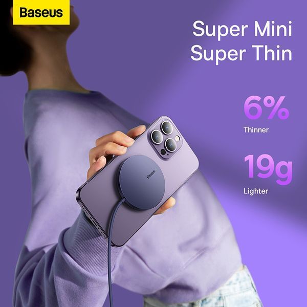 Бездротовий зарядний пристрій Baseus Simple Mini3 Magnetic Wireless Charger 15W Dusty Purple 363941522 фото