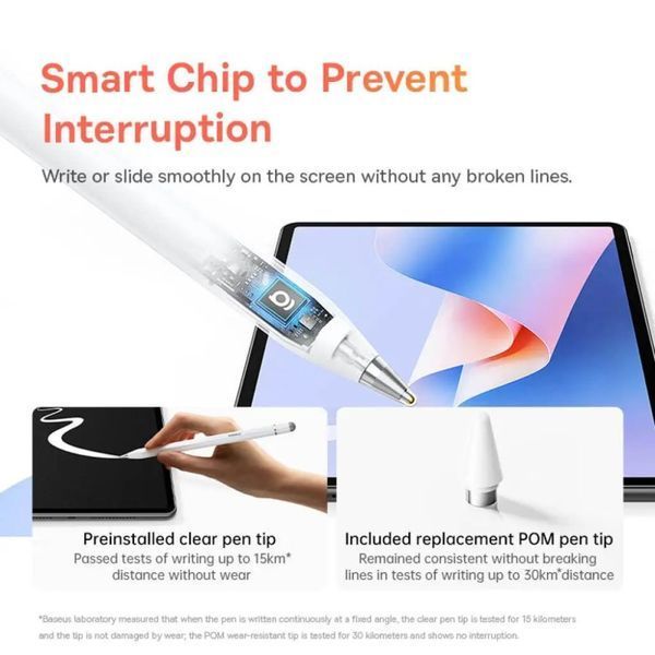 Стилус Baseus Wise Writing HN1 Universal Version Wired Charging 2-in-1 Stylus For HUAWEI/XIAOMI Moon White (With Type-C Cable*1 and Tip*1 and Palm Re 446250413 фото