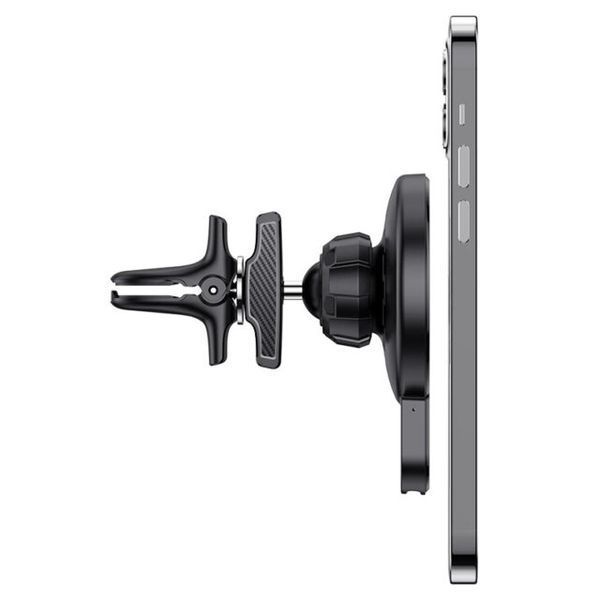 Автодержатель для телефона с БЗУ HOCO CA85 Ultra-fast magnetic wireless charging car holder Black 560986860 фото
