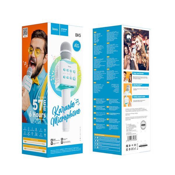 Портативна колонка-мікрофон HOCO BK5 Cantando karaoke microphone, 5W, Blue 820352893 фото