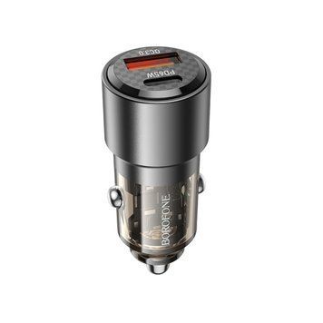 Автомобільний зарядний пристрій BOROFONE BZ20A Smart 83W dual port PD65W+QC3.0 car charger Transparent Black 952782788 фото
