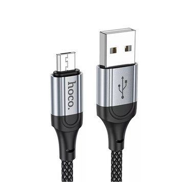 Кабель HOCO X102 USB to Micro 2.4A, 1m, nylon, aluminum connectors, Black 317802650 фото