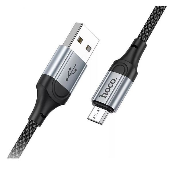 Кабель HOCO X102 USB to Micro 2.4A, 1m, nylon, aluminum connectors, Black 317802650 фото