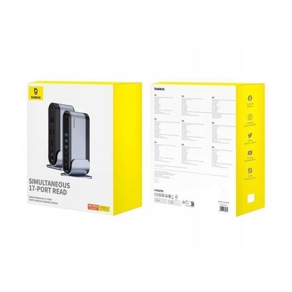 USB-хаб Baseus UnionJoy 17-Port Triple-Display Docking Station Space Grey（USB-C to HDMI4K@60Hz*2+DP4K@60Hz*1+USB3.0*3+USB-C3.0*2+USB2.0*2+PD*1+PC*1+ 398257127 фото