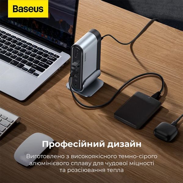 USB-хаб Baseus UnionJoy 17-Port Triple-Display Docking Station Space Grey（USB-C to HDMI4K@60Hz*2+DP4K@60Hz*1+USB3.0*3+USB-C3.0*2+USB2.0*2+PD*1+PC*1+ 398257127 фото