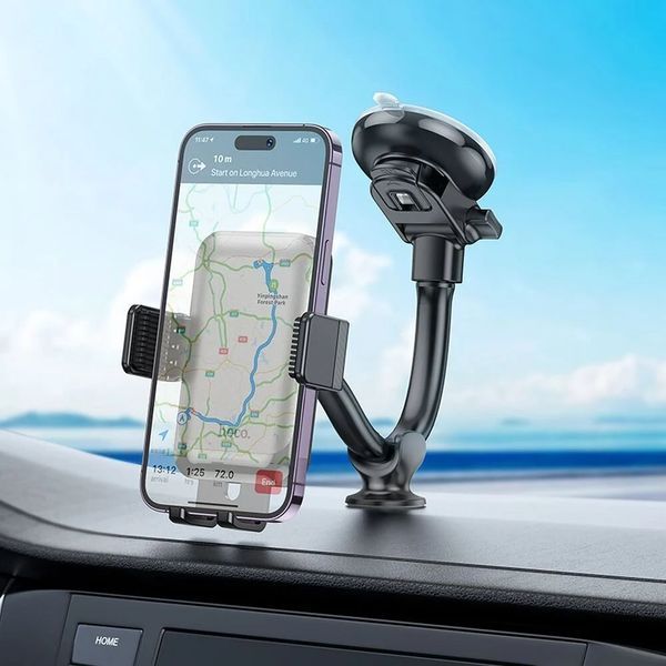 Автодержатель для телефона HOCO H27 Rock push-type car holder(center console) Black gray 487412033 фото