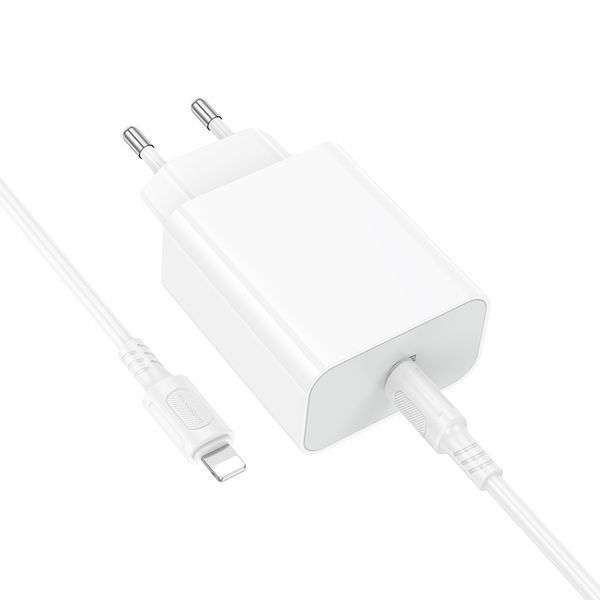 Мережевий зарядний пристрій BOROFONE BA107A Stellar single port PD30W charger set (C to iP) (EU) White 140831709 фото