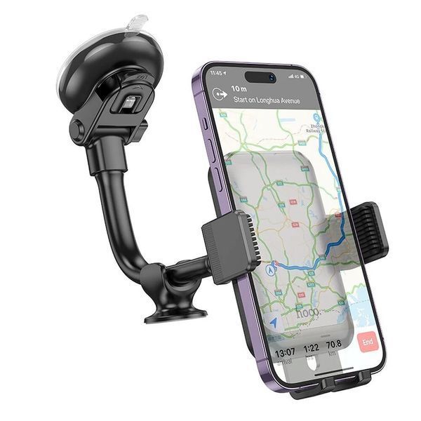 Автодержатель для телефона HOCO H27 Rock push-type car holder(center console) Black gray 487412033 фото