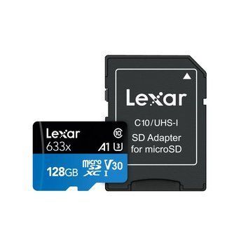 Карта памяти microSDXC (UHS-1 U3) Lexar High-Performance 633x 128Gb class 10 V30 A1 (100Mb/s) Blue Series (adapter SD) 677640337 фото