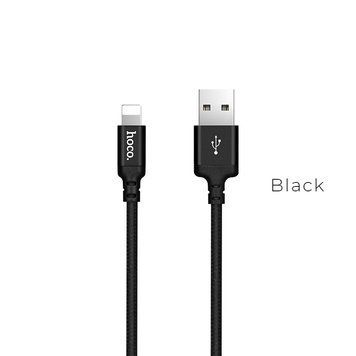 Кабель HOCO X14 USB to iP 2A, 2m, nylon, aluminum connectors, Black 965665466 фото