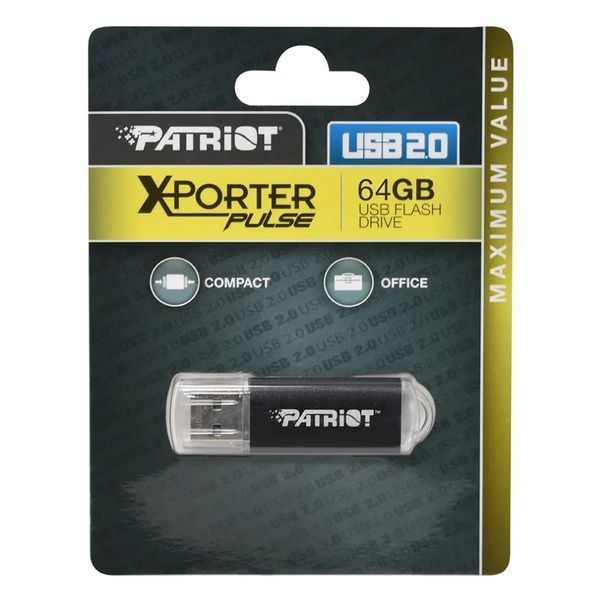 Флеш-накопитель Patriot USB 2.0 Xporter Pulse 64GB Metal/Black 155905623 фото