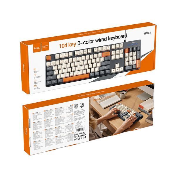 Клавіатура HOCO GM61 Murphy 3-color wired keyboard(Ukrainian version) star gray 108891285 фото