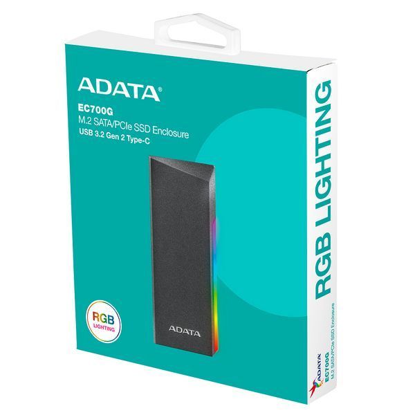 Зовнішня кишеня для накопичувача A-DATA EC700G для SSD M.2 PCIe/SATA USB3.2 Gen2 Type-C Black 477486514 фото