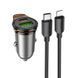 Автомобильное зарядное устройство HOCO NZ16A Rigorous 43W dual port PD25W+QC3.0 car charger set(C to iP) Metal Grey 389444999 фото 1