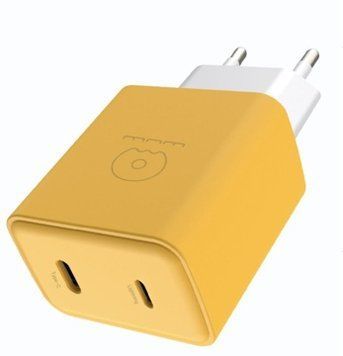 Мережевий зарядний пристрій WUW-C189 PD 20W Charger USB C + USB C yellow white 629880670 фото