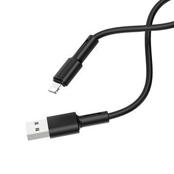 Кабель BOROFONE BX31 USB to iP 2.4A, 1m, silicone, TPE connectors, Black 924267980 фото