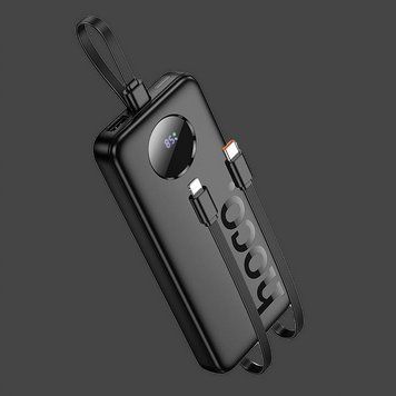 Зовнішній акумулятор HOCO J132 Sabio fully compatible power bank with 3 cables (10000mAh) Black 963632595 фото