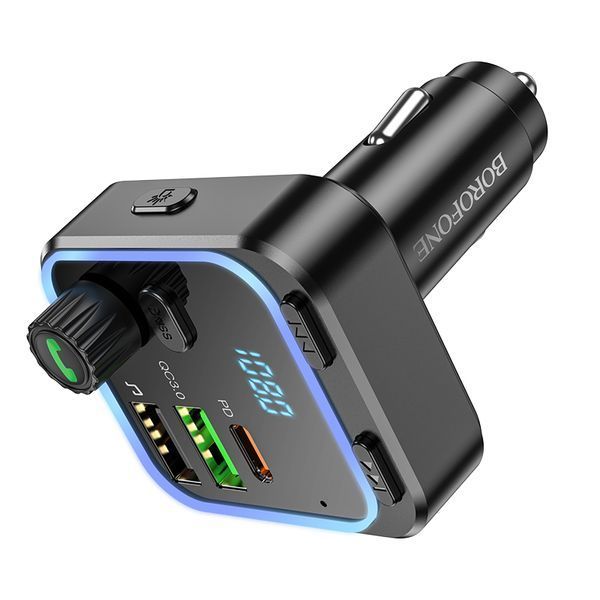 АЗП з FM-модулятором BOROFONE BC53 Highway PD20W+QC3.0 car BT FM transmitter 18W Black 148594783 фото