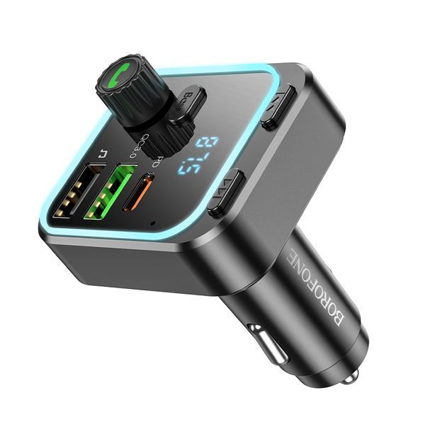 АЗП з FM-модулятором BOROFONE BC53 Highway PD20W+QC3.0 car BT FM transmitter 18W Black 148594783 фото
