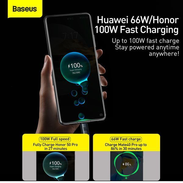 Кабель Baseus Crystal Shine Series Fast Charging Data Cable USB to Type-C 100W 2m Black 105116198 фото
