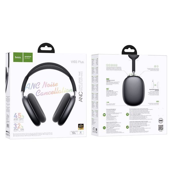 Бездротові накладні навушники HOCO W65 Plus Happy ANC BT headphones Deep Space Gray 320729047 фото