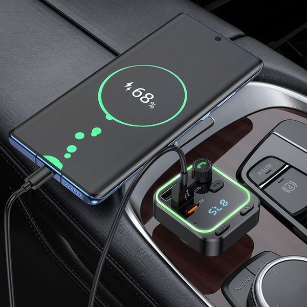 АЗП з FM-модулятором BOROFONE BC53 Highway PD20W+QC3.0 car BT FM transmitter 18W Black 148594783 фото