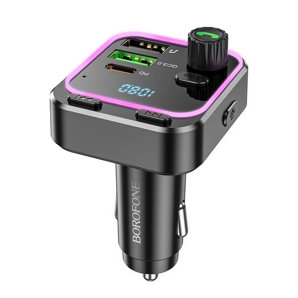 АЗП з FM-модулятором BOROFONE BC53 Highway PD20W+QC3.0 car BT FM transmitter 18W Black 148594783 фото