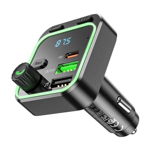 АЗП з FM-модулятором BOROFONE BC53 Highway PD20W+QC3.0 car BT FM transmitter 18W Black 148594783 фото