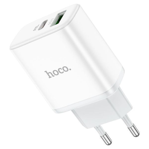 Мережевий зарядний пристрій HOCO C105A Stage dual port PD20W+QC3.0 charger White 889952096 фото