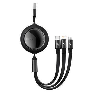 Кабель Baseus Bright Mirror 2 Series Retractable 3-in-1 Fast Charging Data Cable USB to M+L+C 66W 1.1m Purple 150769350 фото