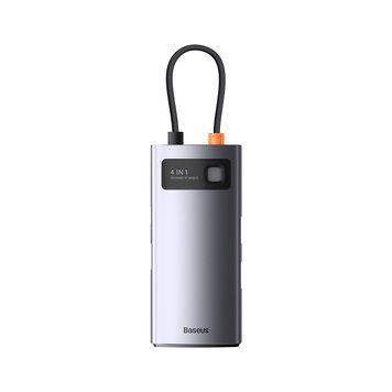 USB-хаб Baseus Metal Gleam Series 4-in-1 Multifunctional Type-C HUB Docking Station Gray （Type-C to USB3.0*3+RJ45*1） 104832837 фото