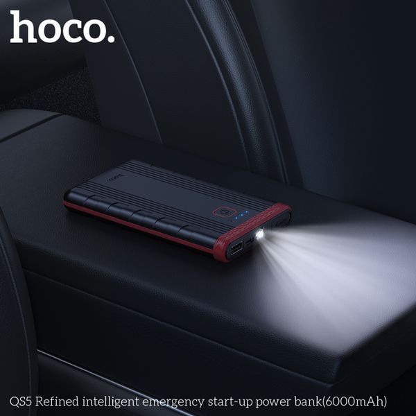 Автомобильное пуско-зарядное устройство HOCO QS5 Refined intelligent emergency start-up power bank (6000mAh) Black 132643735 фото
