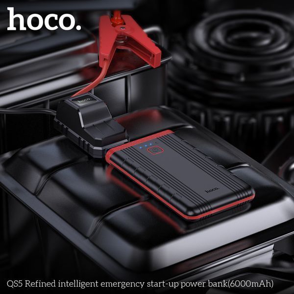 Автомобильное пуско-зарядное устройство HOCO QS5 Refined intelligent emergency start-up power bank (6000mAh) Black 132643735 фото