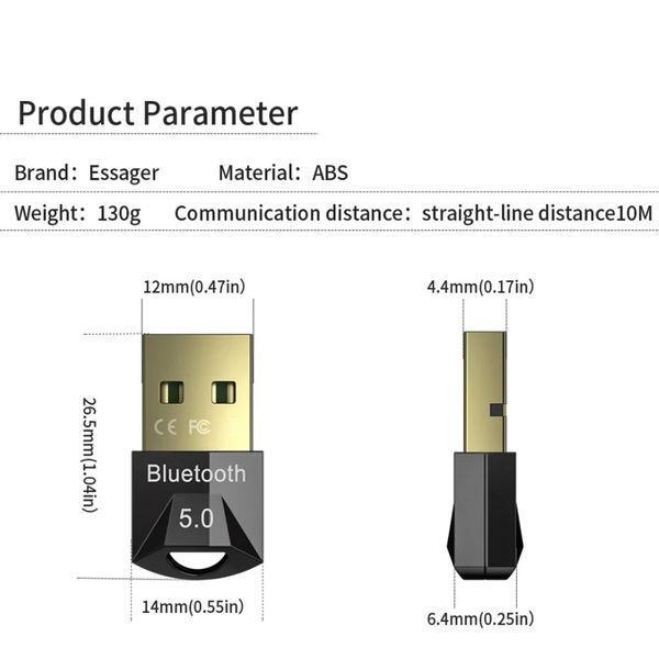 Bluetooth-адаптер ESSAGER Mini BT5.0 Adapter Black 417565687 фото