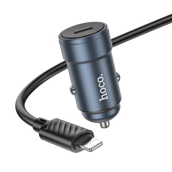 Автомобильное зарядное устройство HOCO Z57 Glorious single-port PD30W car charger set (C to iP) Metal Gray 111396664 фото