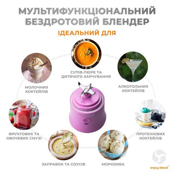 Портативний блендер ENJOY BLEND 63738436 ліловий (фіолетовий) 228388838 фото