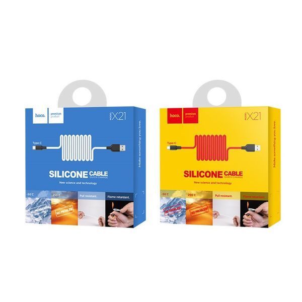 Кабель HOCO X21 USB to Type-C 2A, 1m, silicone, TPE connectors, Black+White 581107875 фото