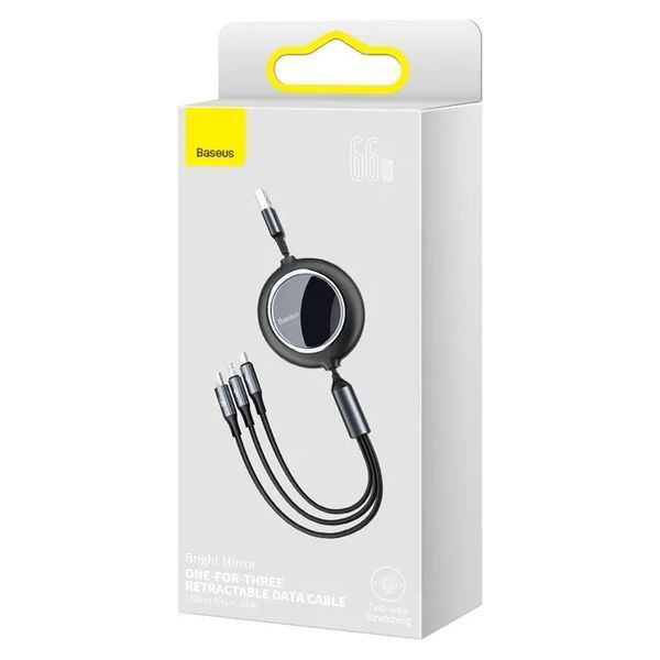 Кабель Baseus Bright Mirror 2 Series Retractable 3-in-1 Fast Charging Data Cable USB to M+L+C 66W 1.1m Purple 150769350 фото