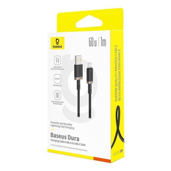 Кабель Baseus Dura Series Fast Charging Cable USB to Type-C 60W 1m Gold+Black 106222028 фото