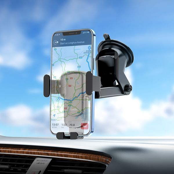 Автодержатель для телефона HOCO CA104 vertical and horizontal telescopic gravity vehicle holder Black Metal Gray 506349076 фото