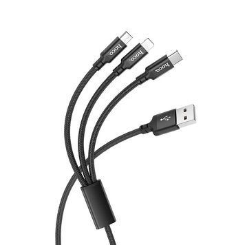 Кабель HOCO X14 3-in-1 Times speed charging cable iP+Micro+Type-C Black 333092318 фото