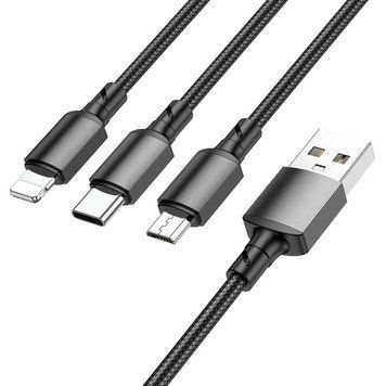 Кабель BOROFONE BX72 3-in-1 charging cable(iP+Type-C+Micro) Black 489500601 фото